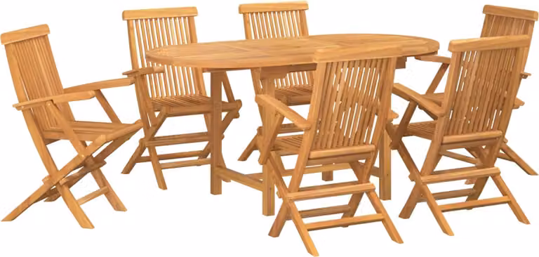 Set da Pranzo per Giardino 7 pcs Marrone Legno di teak solido