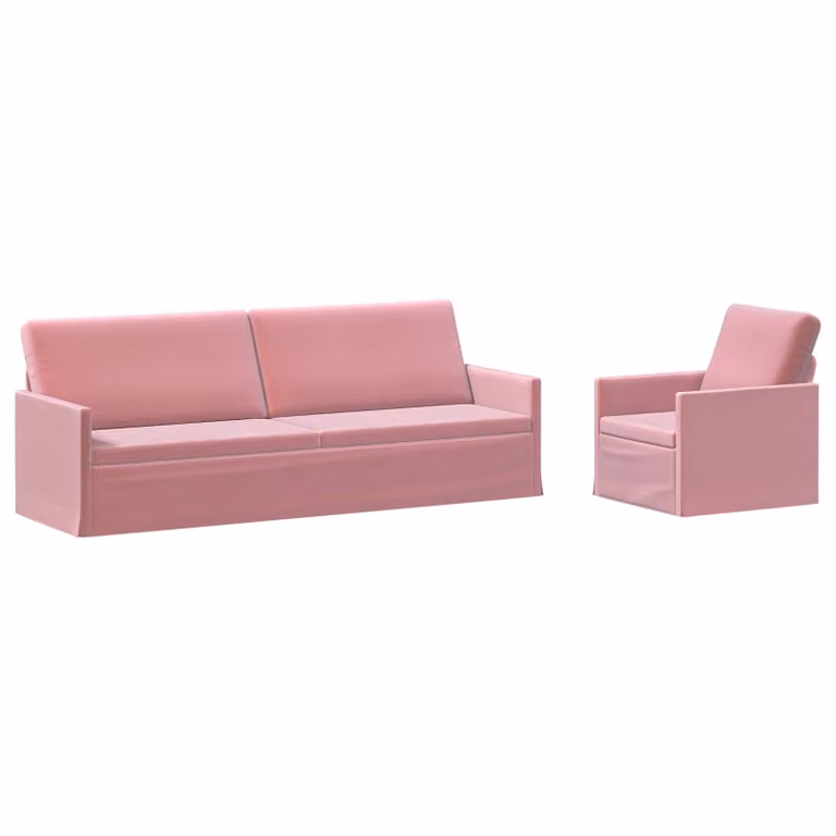 Set di 2 divani moderni vidaXL in velluto rosa con struttura in metallo per il tuo soggiorno