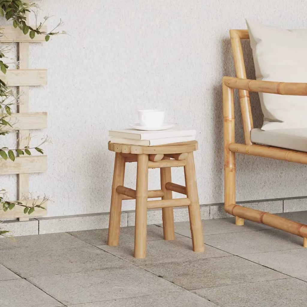 Pouf vidaXL in bambù naturale e rattan color beige e marrone, L/P/H: 30 x 30 x 36 cm