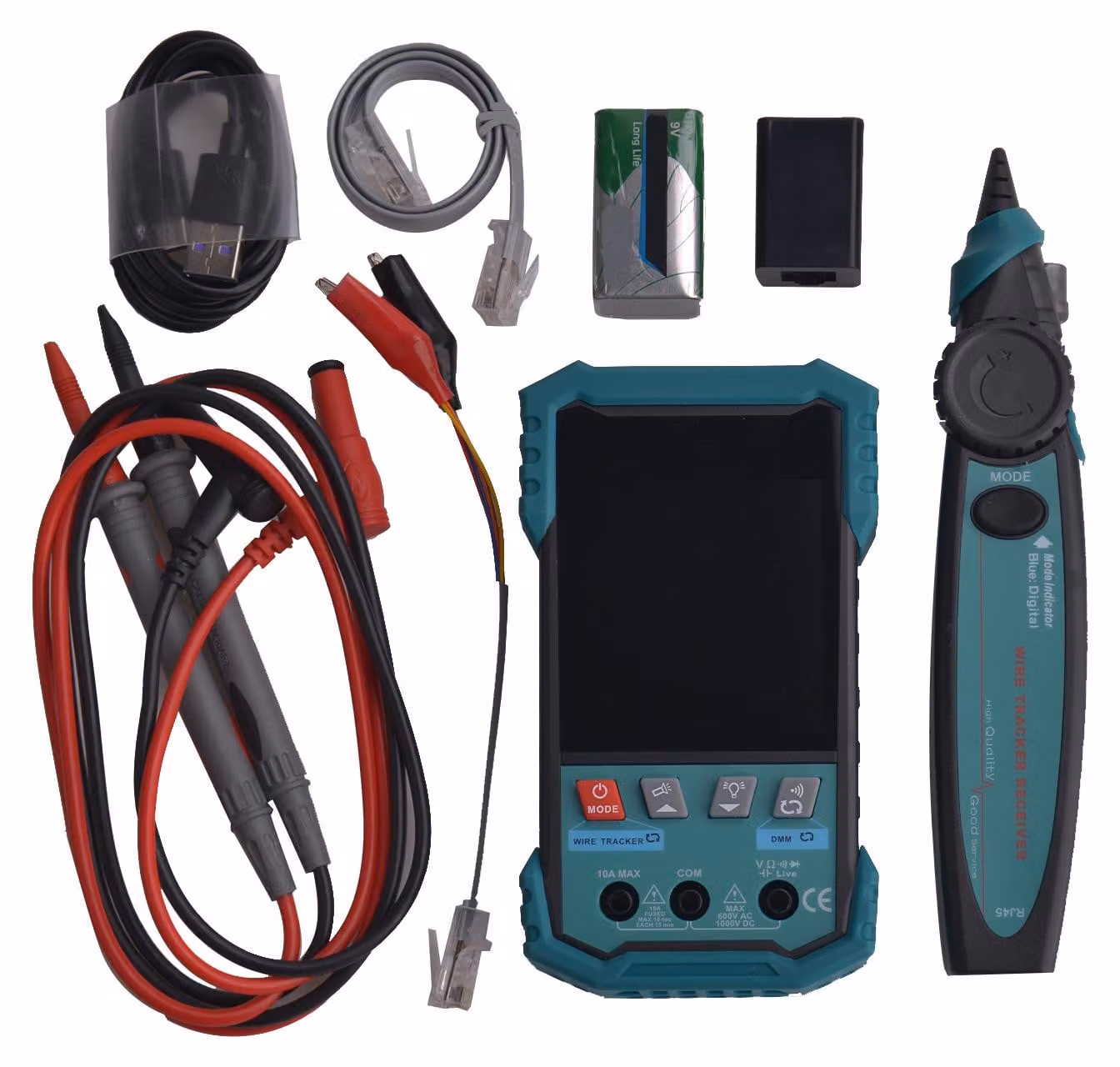 Tester per cavi di rete con funzione di test PoE, multimetro digitale Tracer, localizzatore di cavi portatile, misurazione della lunghezza, torcia a LED ET623