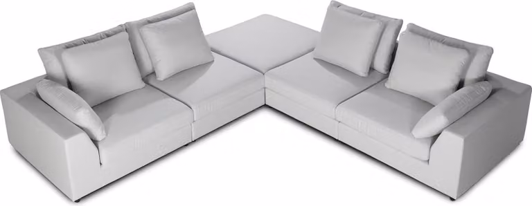 Ecksofa L-Form Sofa Couch Design Polster Modern Textil Weiß Stoff Eck Garnitur