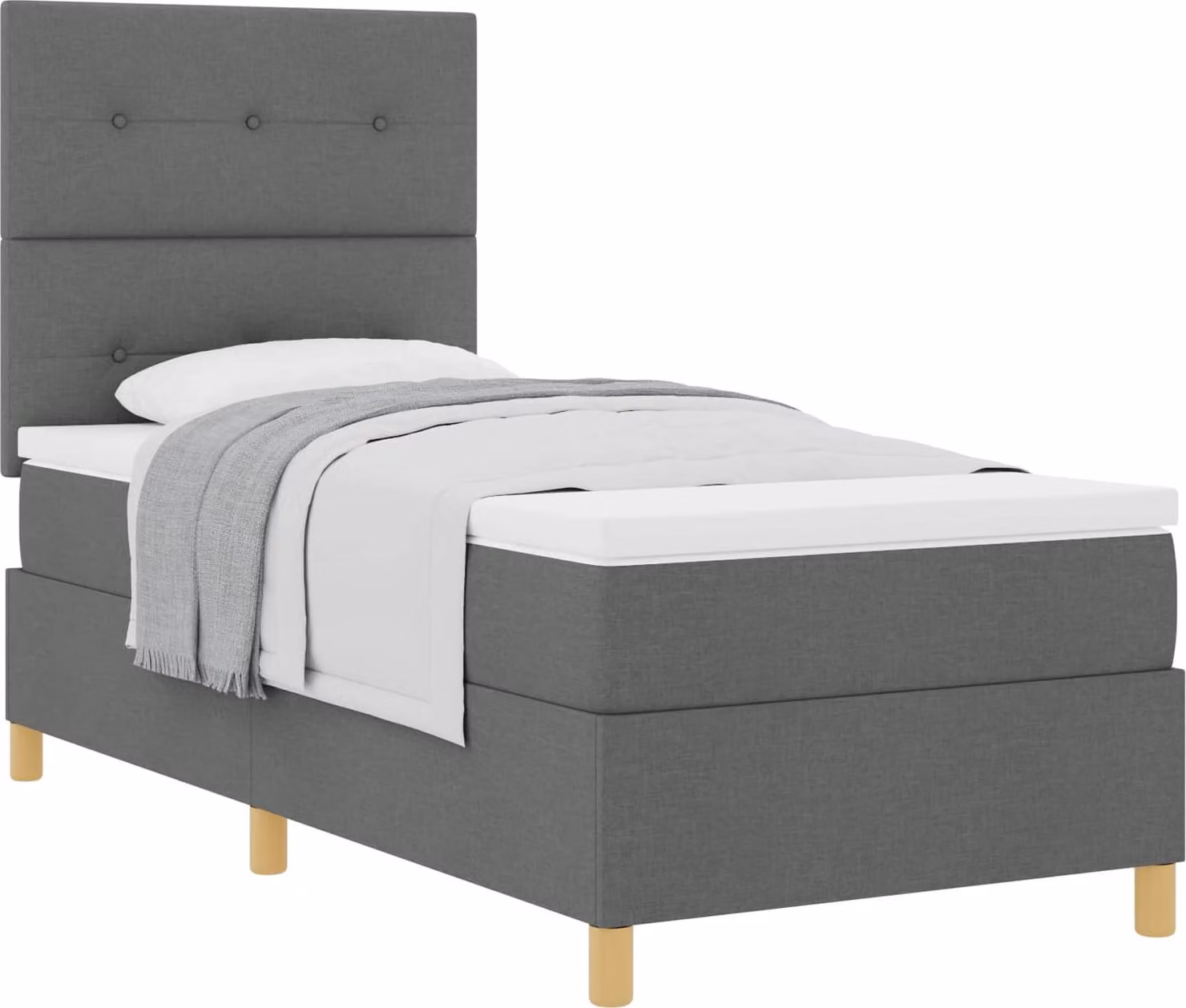 Letto a molle con testiera grigio scuro 100 x 200 cm in tessuto