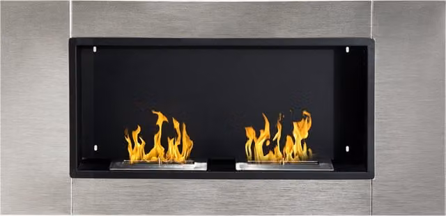 Camino a bioetanolo da parete HOMCOM con 2 bruciatori, capacità 3L, 4400W, colore argento, L 110 cm x P 54 cm x H 14,5 cm