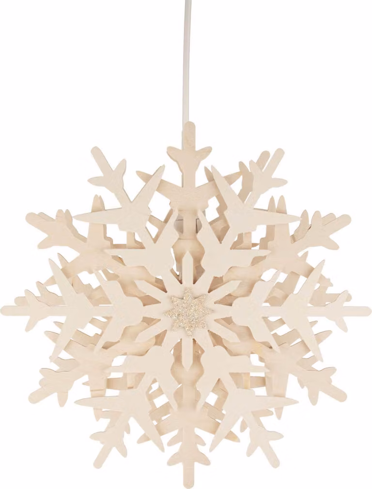 Decorazione da finestra "Cristallo di neve" con illuminazione elettrica, colore naturale, LxAxP 29x29x8 cm, NUOVA