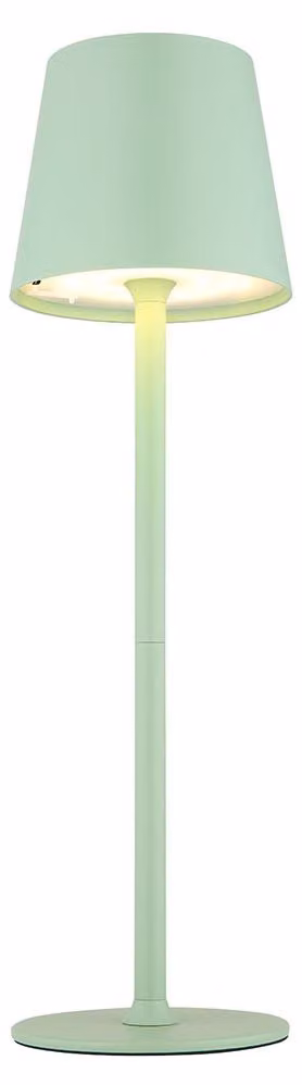 Lampada da tavolo a LED, verde pallido, dimmer touch, batteria integrata, grado di protezione IP44, altezza 36 cm