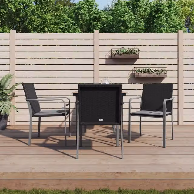Set Pranzo da Giardino 5pz con Cuscini in Polyrattan e Acciaio 3186940