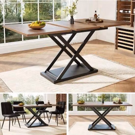 Tavolo pieghevole in legno di noce, tavolo da pranzo, tavolo pieghevole, tavolo allungabile, design salvaspazio