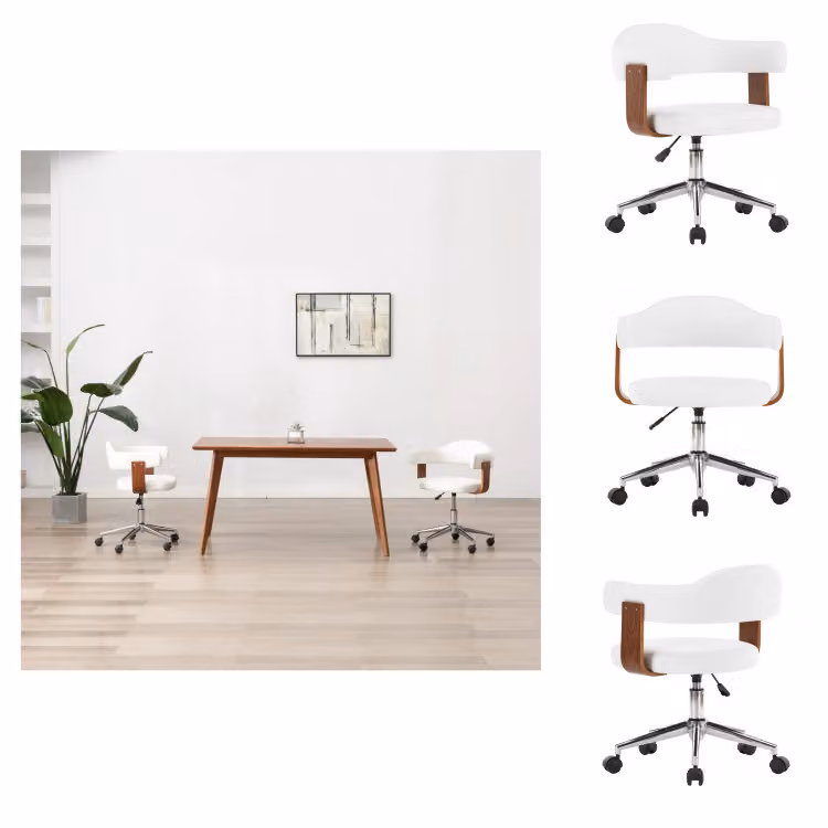 vidaXL Sedia da pranzo girevole in legno curvato bianco e Pelle finta - Sedie da pranzo