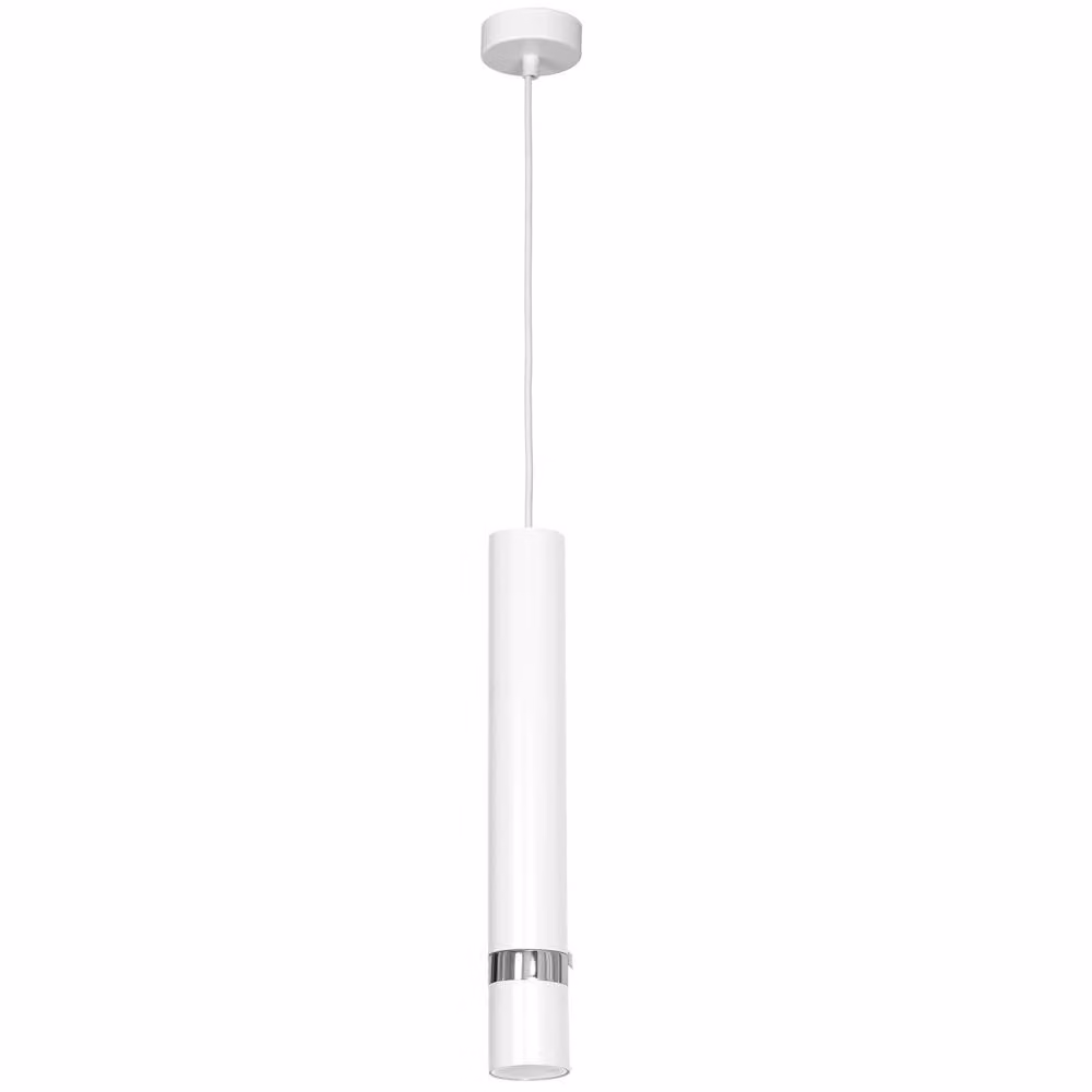 Lampada a sospensione Reno, bianco opaco-cromato, 1xGU10x8W, metallo, dimensioni: 110x8x8 cm, IP20, Luminex