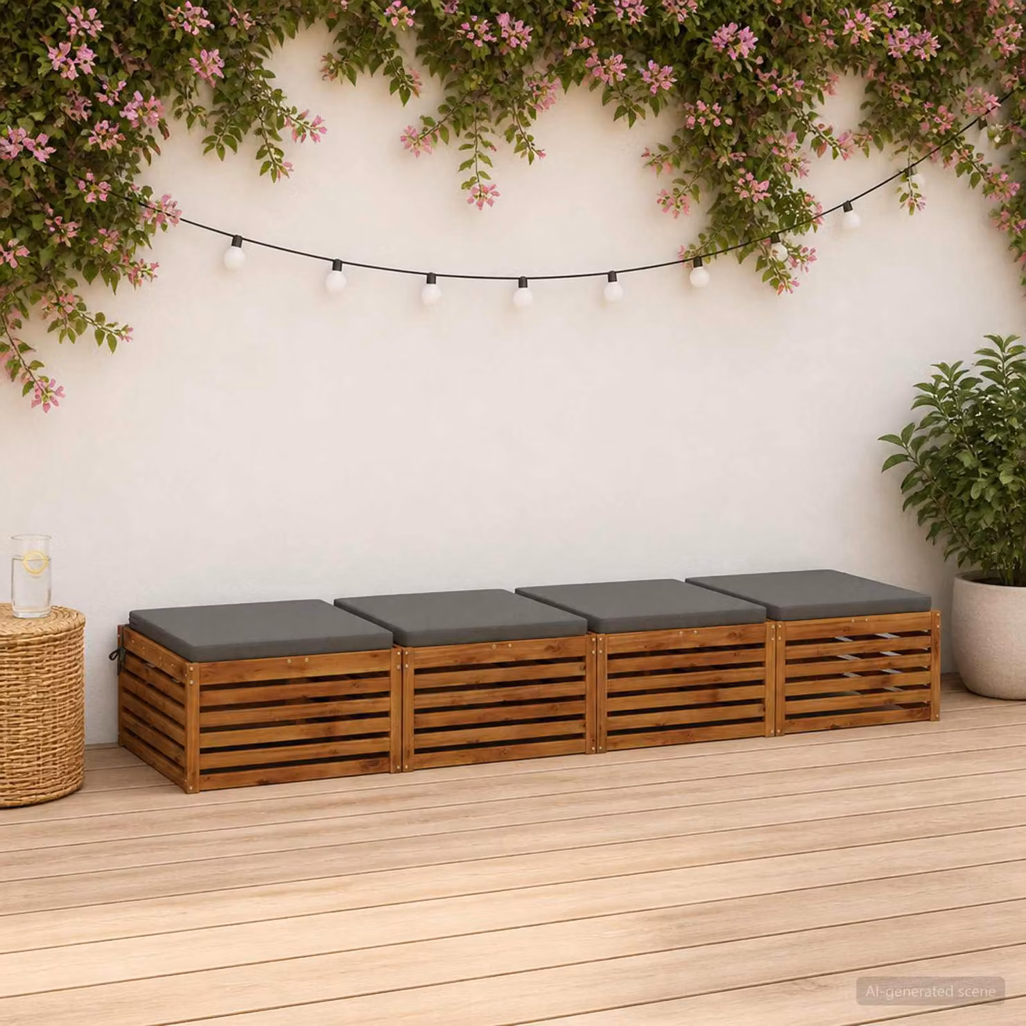 Set di 4 cuscini per sedia vidaXL in poliestere grigio con rivestimento lavabile e resistente ai raggi UV