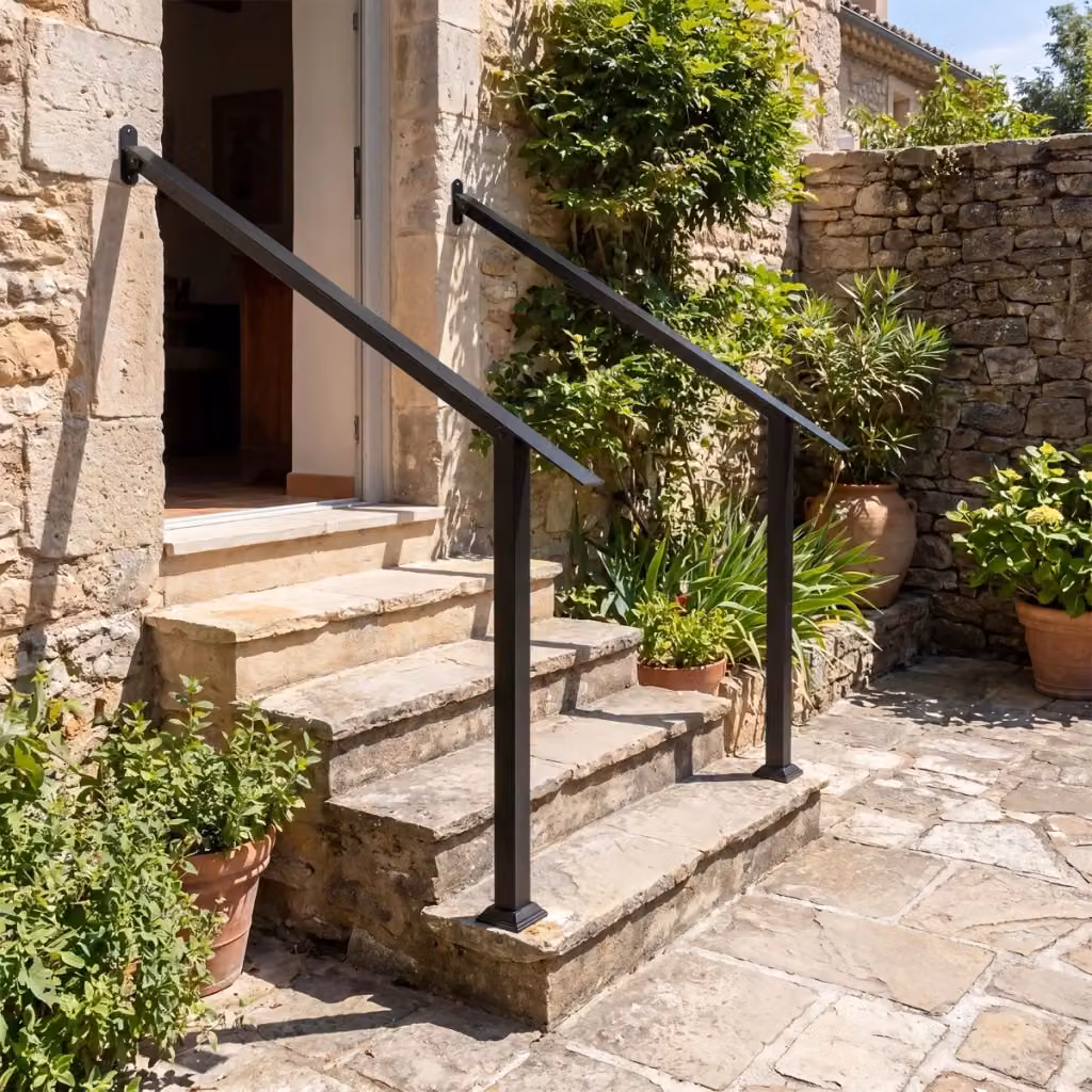 Set di 2 corrimano regolabili per scale 0-150 gradi in acciaio zincato nero per interni ed esterni L/P/H: 99 x 9 x 74 cm – 2