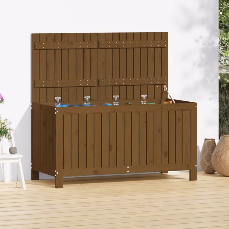 vidaXL Contenitore da Giardino in Legno di Pino Massello, Colore Marrone, L/P/H: 121 x 55 x 64 cm