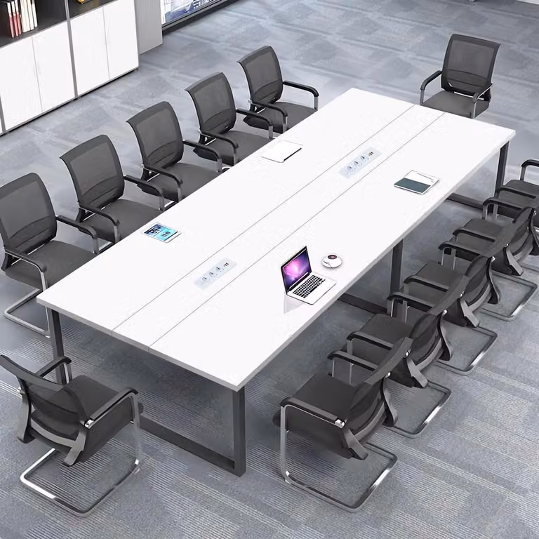 Tavolo da conferenza con sistema di gestione dei cavi, dimensioni 360x80x74 cm, design moderno, ideale per l'ufficio