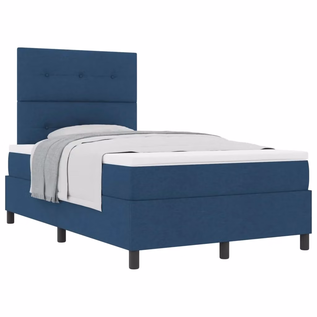 Letto a molle con testiera vidaXL in tessuto blu L/P: 120 x 200 cm – 2