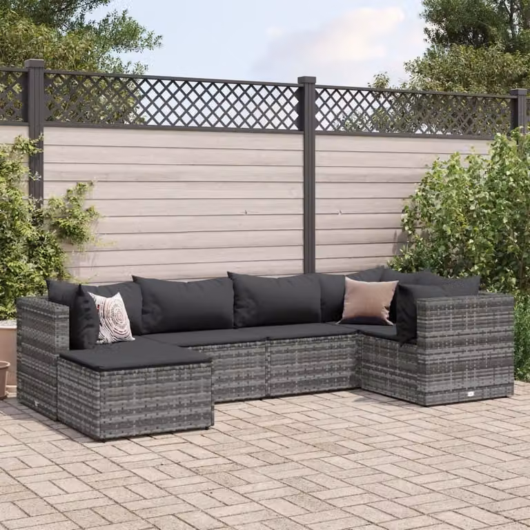 Maison Exclusive - Set da giardino 6 pezzi con cuscini grigio in polyrattan