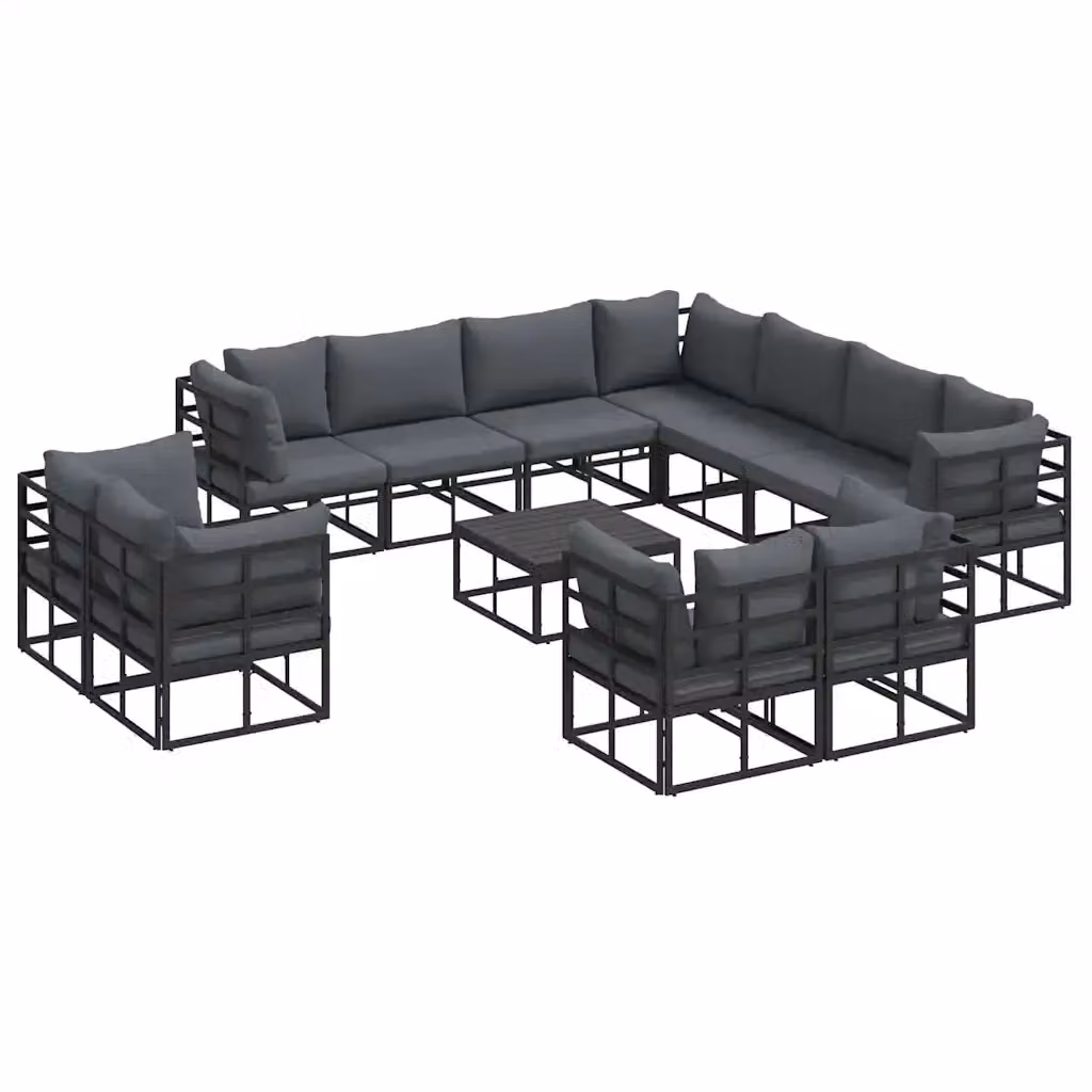 Set Divano da Giardino Moderno vidaXL in Metallo Antracite e Nero – 2
