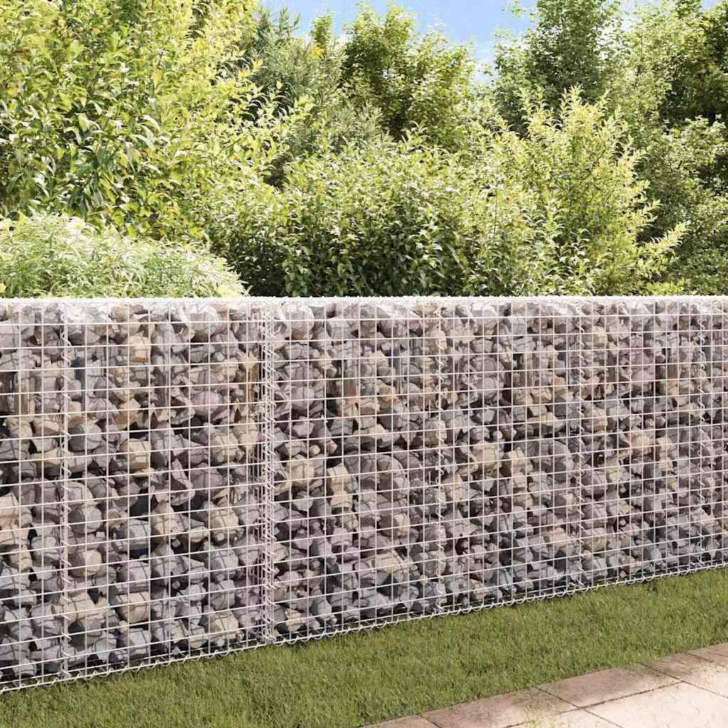 vidaXL Gabbione in Acciaio Zincato Grigio Argento L: 200 cm, P: 20 cm, H: 85 cm