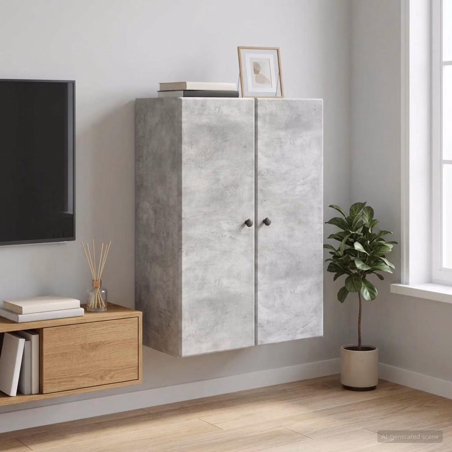 Mobiletto a muro vidaXL moderno in MDF e metallo, Grigio, L: 66 cm, P: 34,5 cm, H: 90 cm