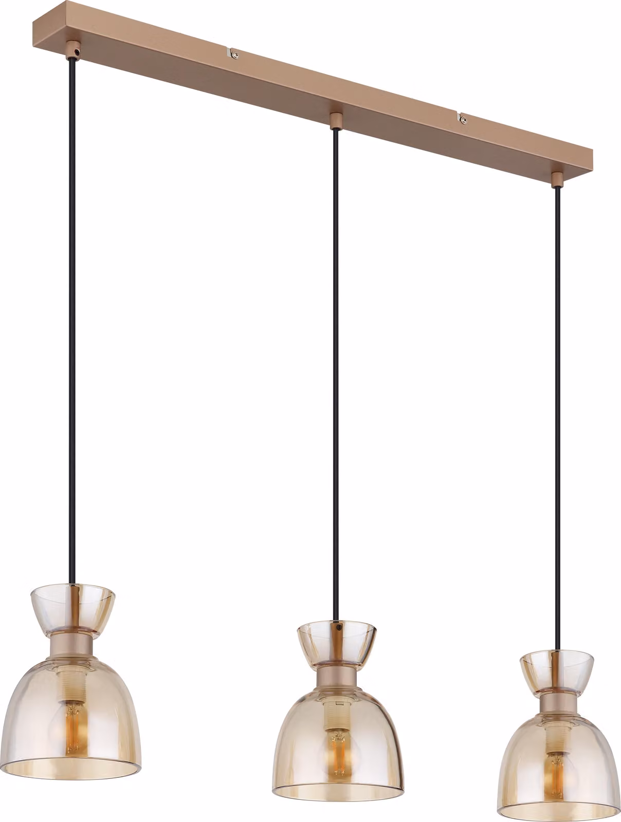 Lampada a sospensione, metallo, vetro, ambra, altezza accorciabile, L 56 cm