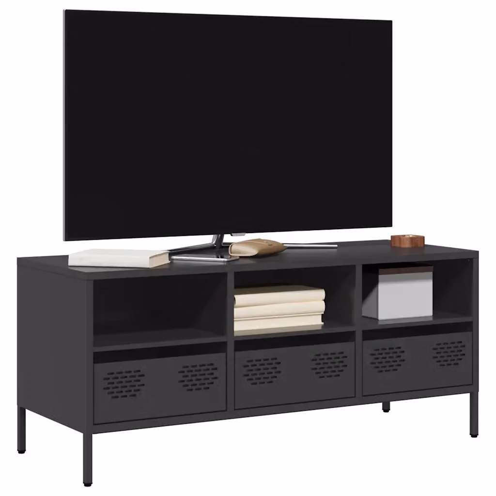 Mobile porta TV industrial in metallo nero opaco L/P/H: 101,5 x 39 x 43,5 cm – 2
