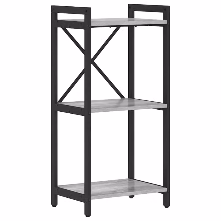 Libreria industrial vidaXL in legno e metallo, Grigio, L 40 cm x P 30 cm x H 85 cm