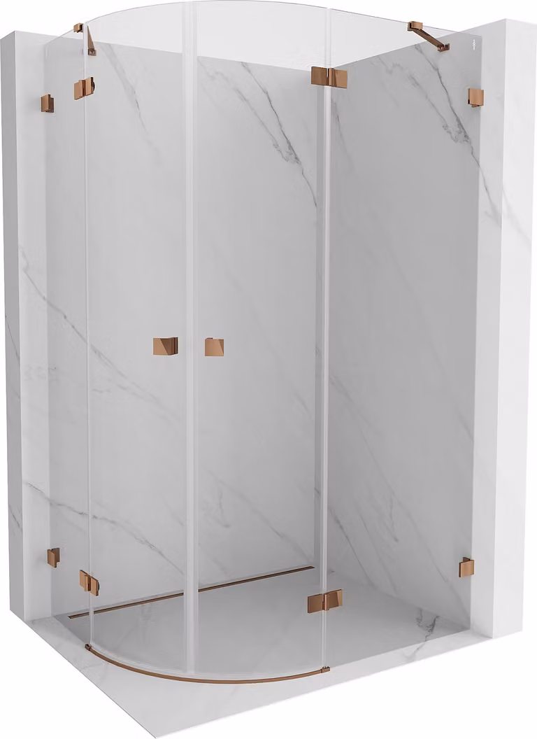 Mexen Lunar cabina doccia semicircolare apribile destra 100 x 90 cm, trasparente, oro rosa - 833-100P-090L-60-00