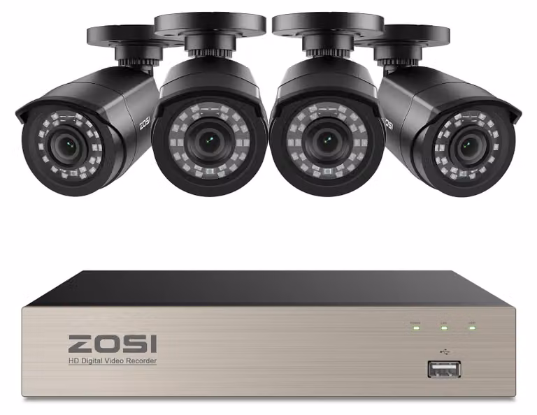 Sistema di telecamere di sicurezza, risoluzione 1080P, visione notturna fino a 24 metri, DVR a 8 canali con 4 telecamere, senza fili