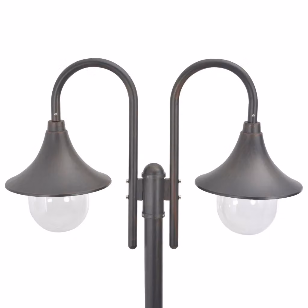 Lampione da giardino vidaXL in alluminio e bronzo con 2 lampade E27, Altezza: 220 cm – 2