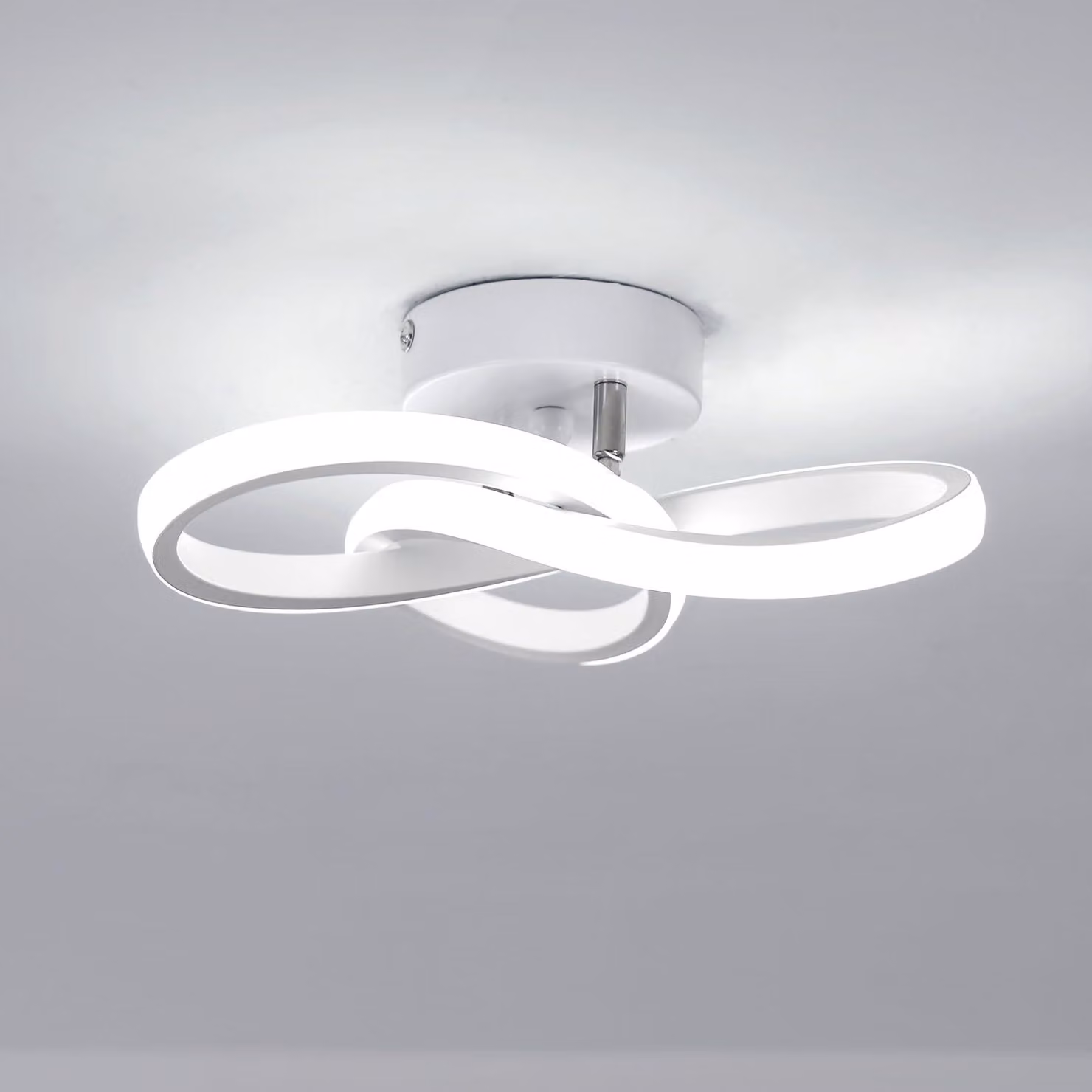 Lampada a soffitto LED Toolight, 22W, 2475 lumen, 6500K, bianco, 25 cm, forma a trifoglio, ideale per balconi
