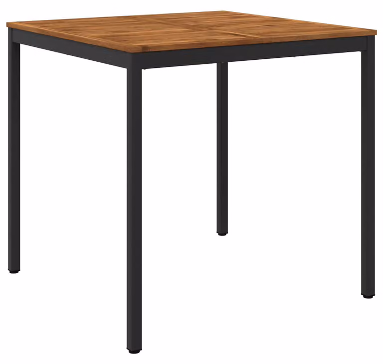 Tavolo da giardino, design naturale e nero, dimensioni 110 x 108,5 x 105 cm