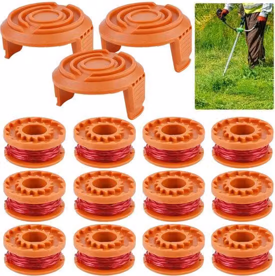 Bobina di ricambio per decespugliatore, 20 V, 1,65 mm, 3 m, confezione da 12 pezzi