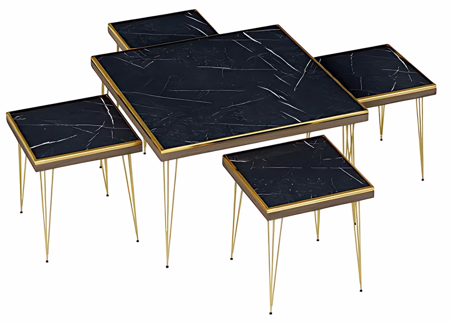 Elegantes Wohnzimmer-Set Schwarz MDF Edelstahl modern