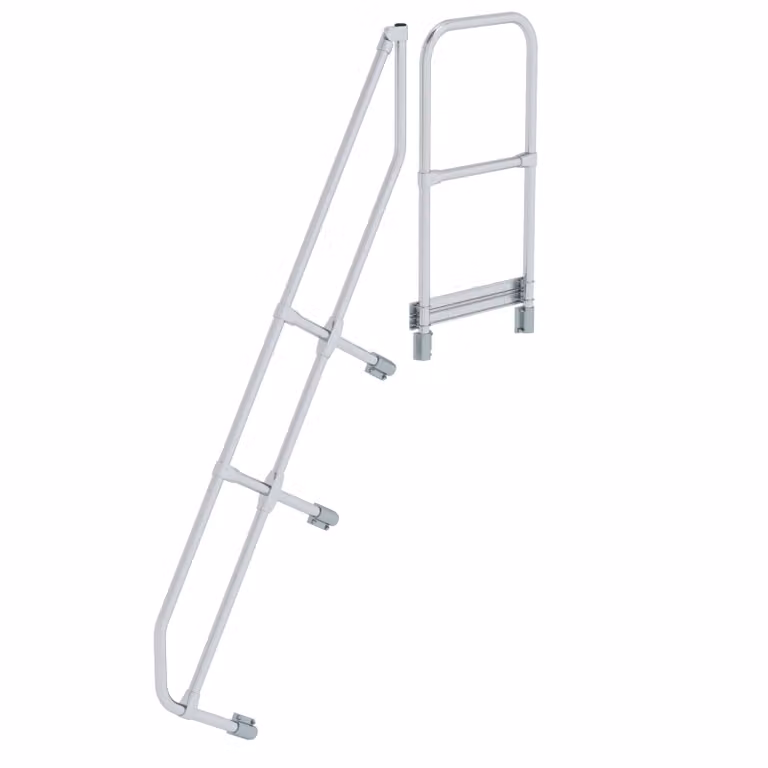 Scala con piattaforma a 60° secondo corrimano per 7 gradini inclinazione 60°