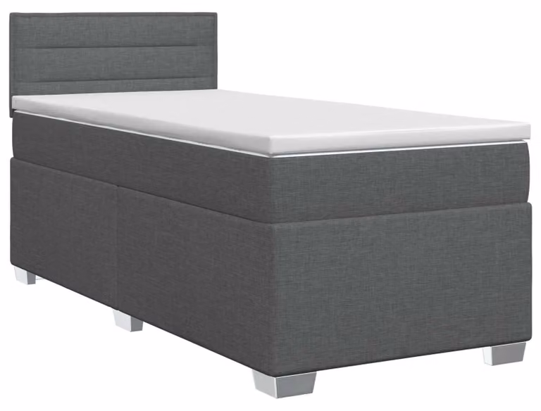vidaXL Letto a molle con materasso grigio scuro 90 x 200 cm in tessuto