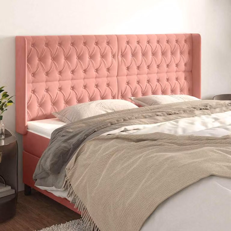 Testiera ad Orecchio vidaXL in Velluto Rosa L: 183 cm, P: 16 cm, H: 118/128 cm