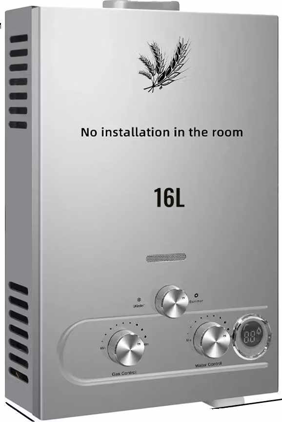 VEVOR Scaldabagno a GPL, capacità da 6L a 18L, temperatura dell'acqua regolabile, 32KW 16L