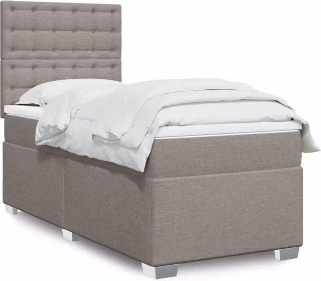 Letto Ibrido Moderno vidaXL con Struttura Imbottita e Materasso in Tessuto, Colori Beige, Bianco o Grigio, L/P: 100 x 200 cm