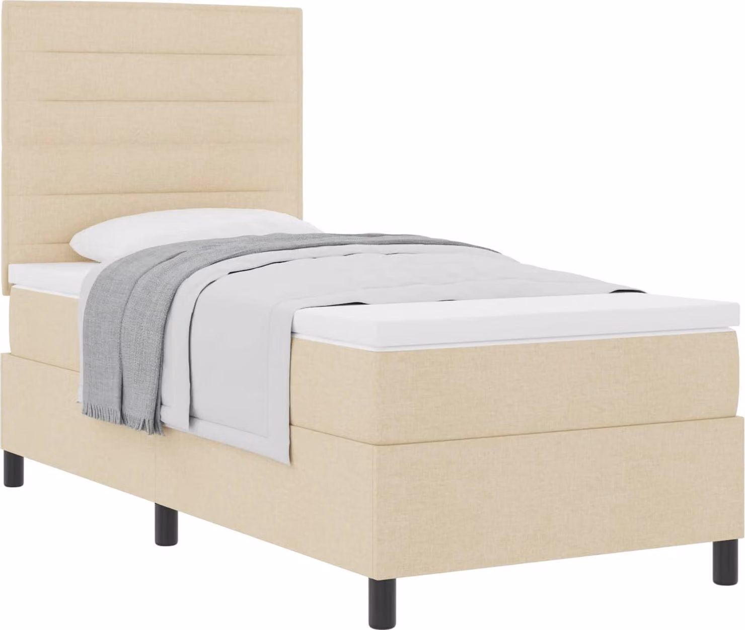 Letto a molle con materasso Crema 100 x 200 cm Tessuto
