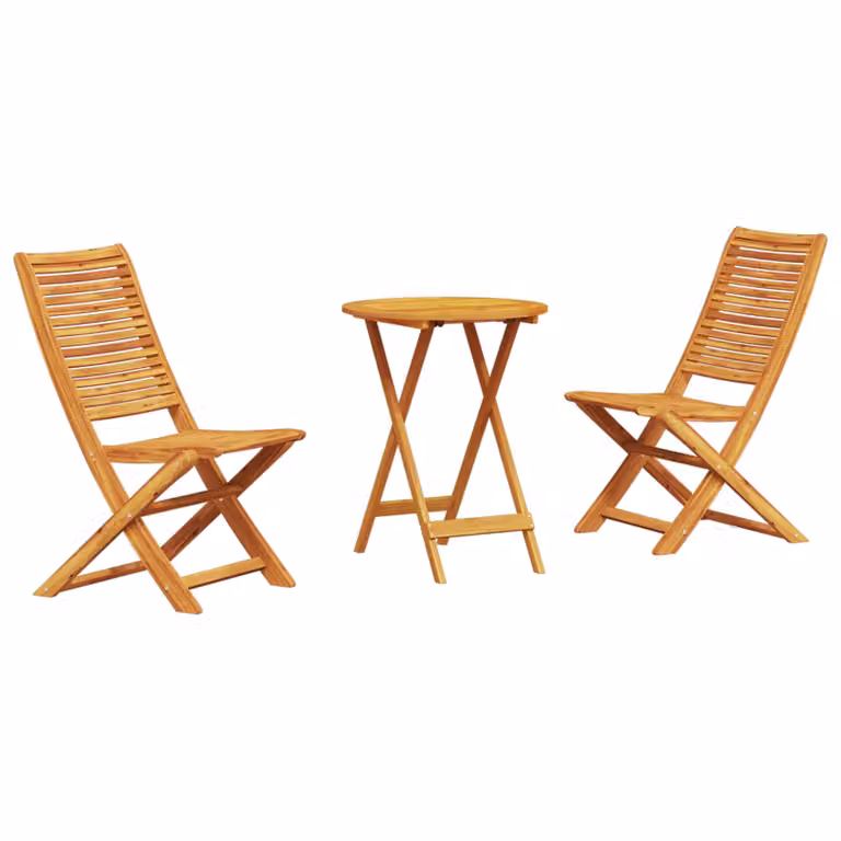 Set Bistro Pieghevole vidaXL in Legno di Acacia Massello Marrone 3 Pezzi