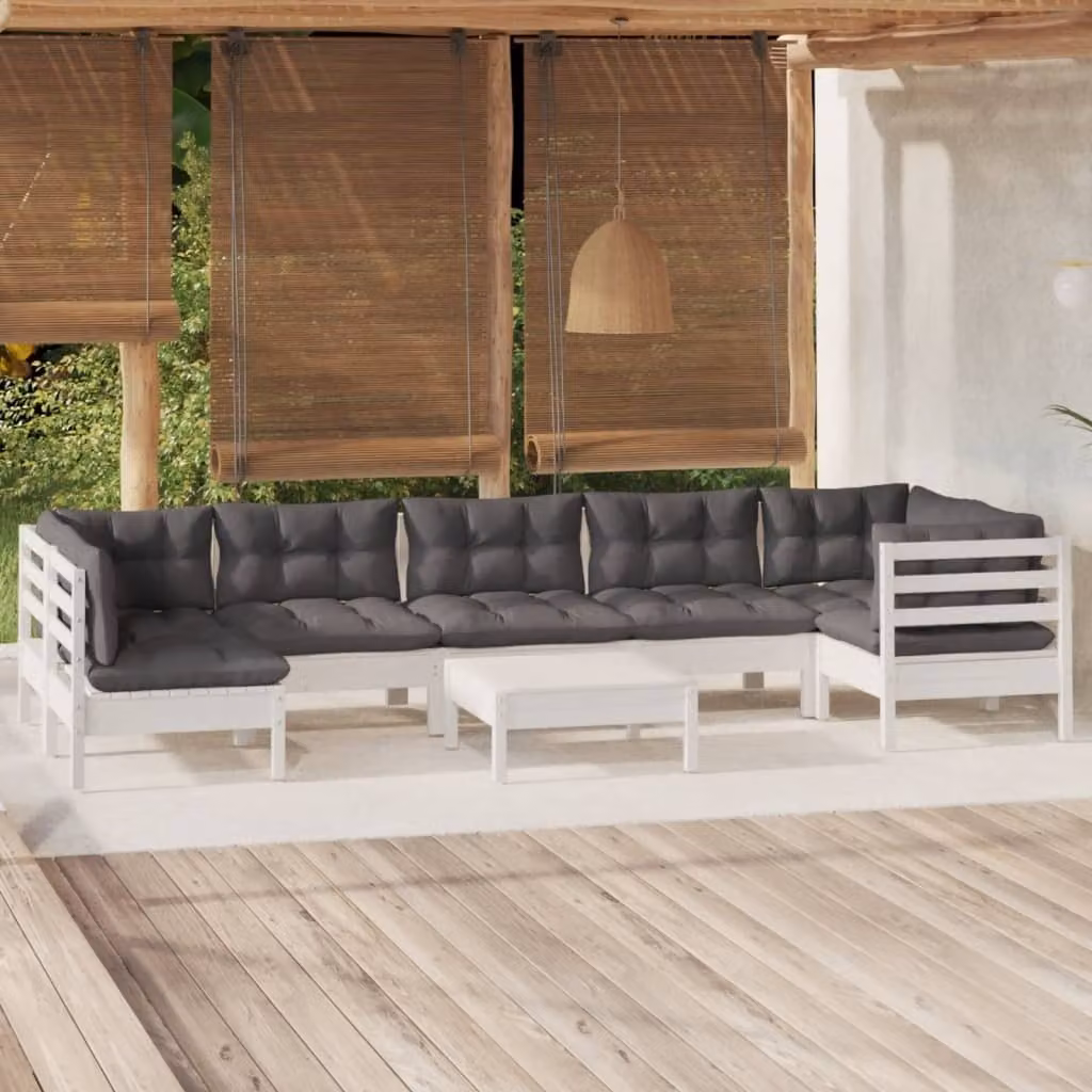 Maison Exclusive - Set Divani da Giardino 8 pz con Cuscini BiancLegno di Pino
