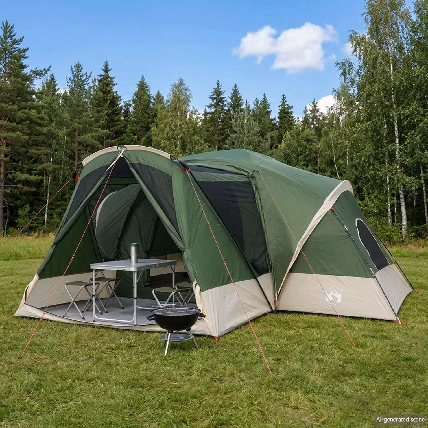 vidaXL Tenda a capanna impermeabile per 10 persone, Verde