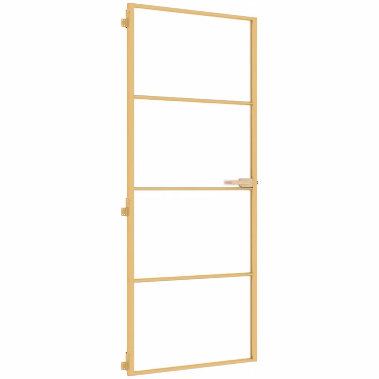 Porta Interni Sottile Oro 83x201,5cm Vetro Temperato Alluminio