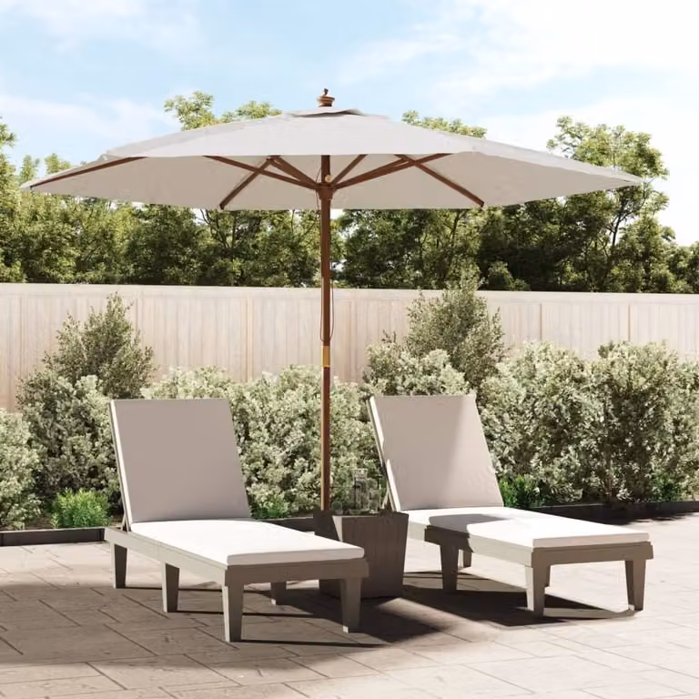 Maison Exclusive - Ombrellone con palo in legno, color sabbia, 299x240 cm