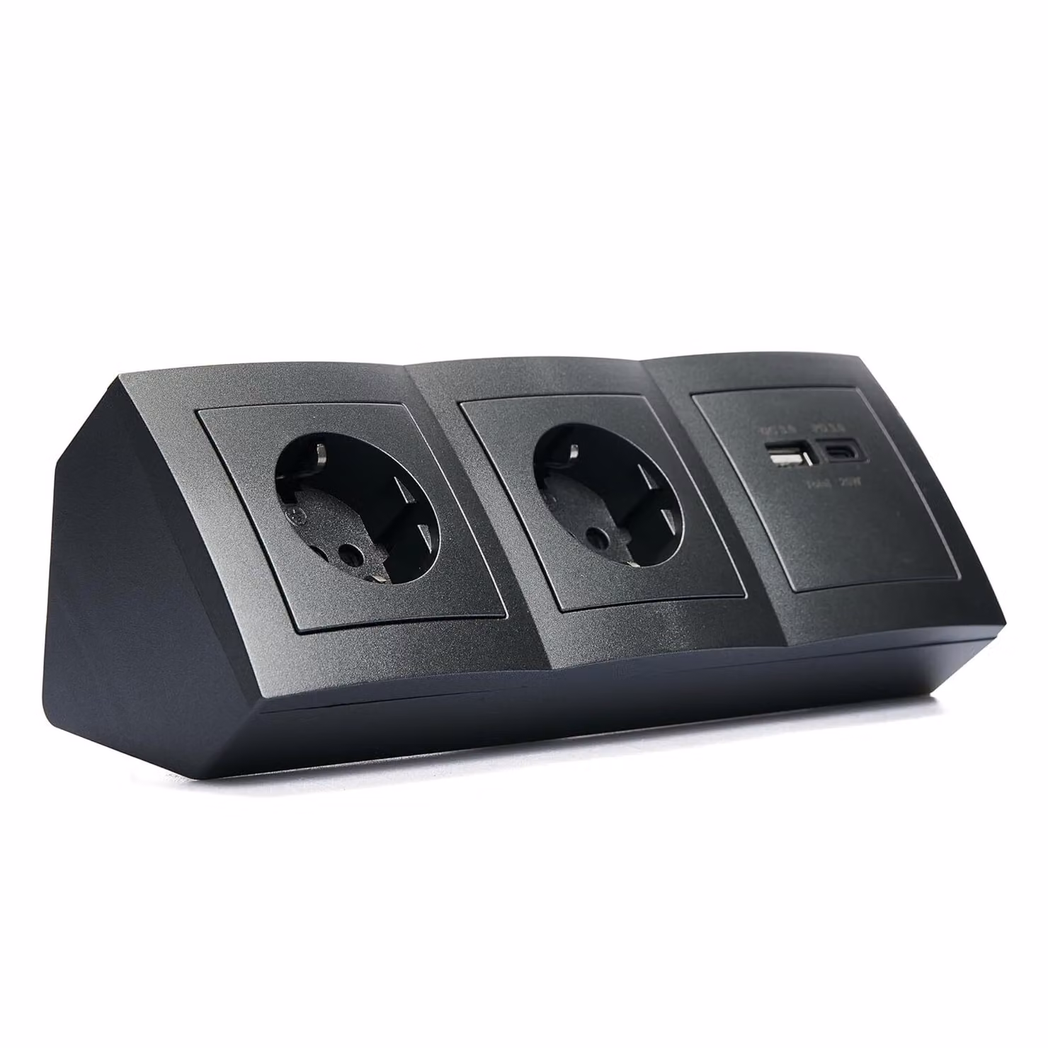 Blocco prese McPower Flair antracite Contatto di messa a terra a 2 vie 2x USB A+C