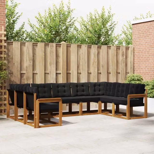 Set di divani da esterno 9 pz Naturale e Nero 3369043