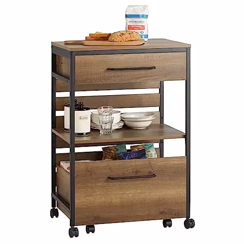 SoBuy Carrello Cucina con Ruote Frenate e Cassa Rimovibile, 60x90x45cm