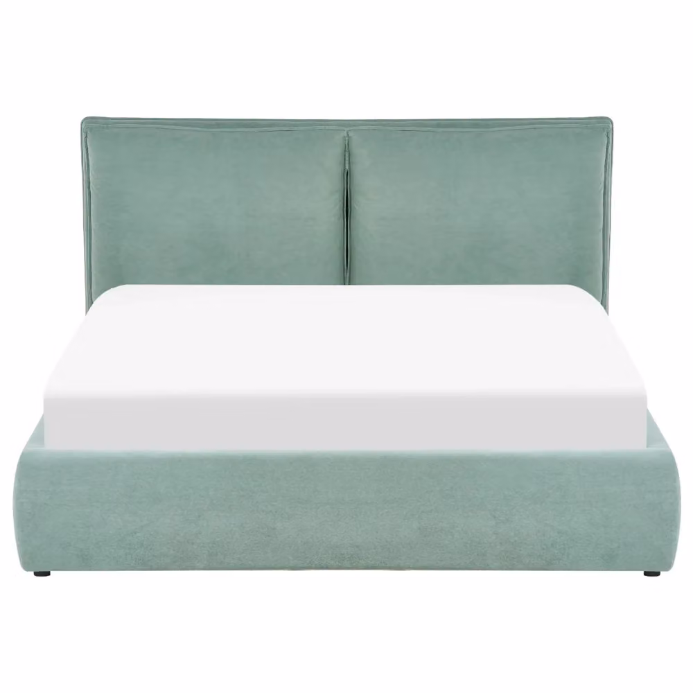 Letto matrimoniale moderno BELIANI in tessuto velvet verde con vano contenitore a sollevamento L/P/H: 160 x 200 x 35 cm – 2
