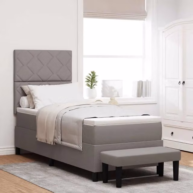 Letto ibrido con molle a tasche e testiera Talpa vidaXL in tessuto beige o grigio L: 200 cm, P: 80 cm, H: 128 cm