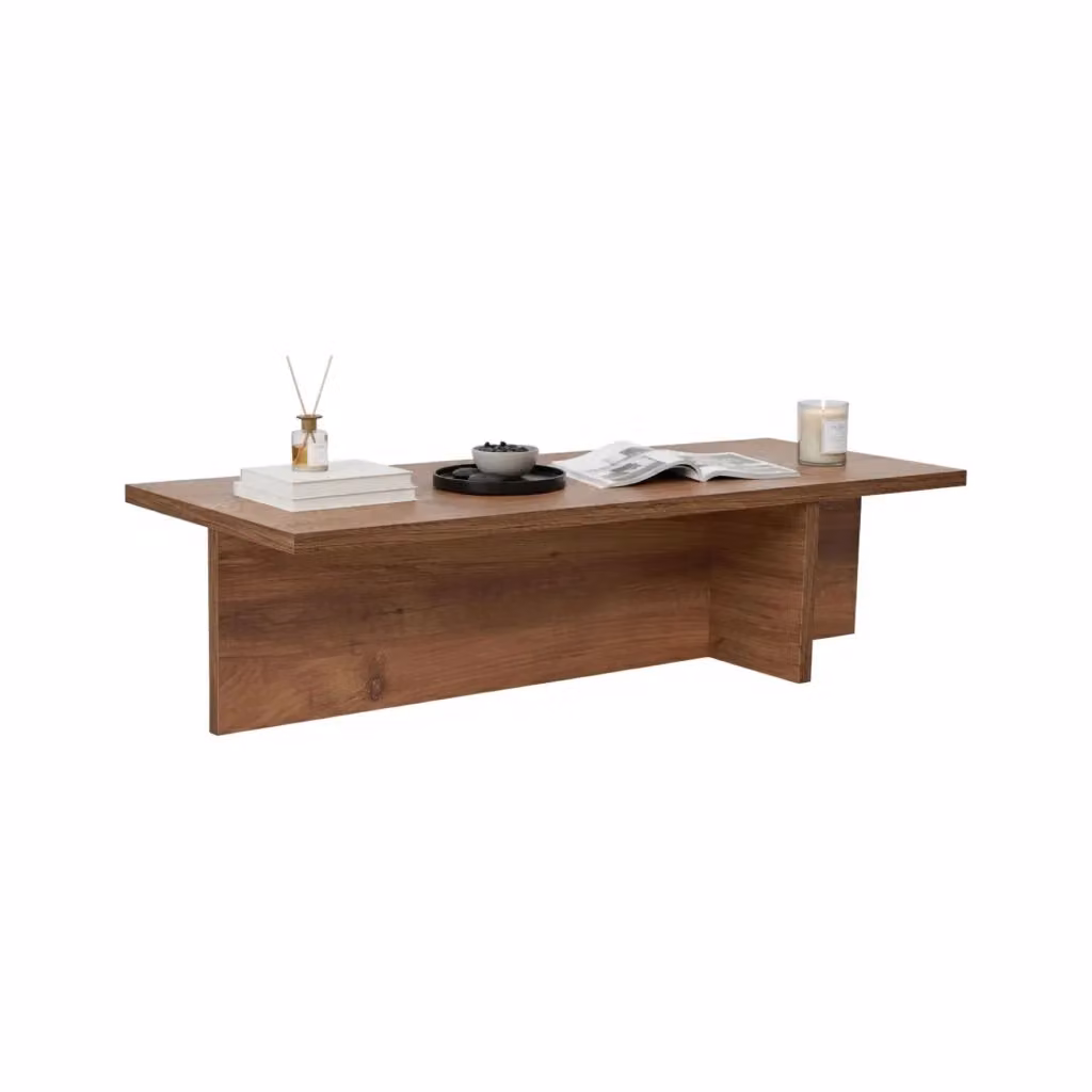 Tavolino da salotto rettangolare DMORA in legno color rovere marrone, L: 120 cm, P: 45 cm, H: 30 cm – 2