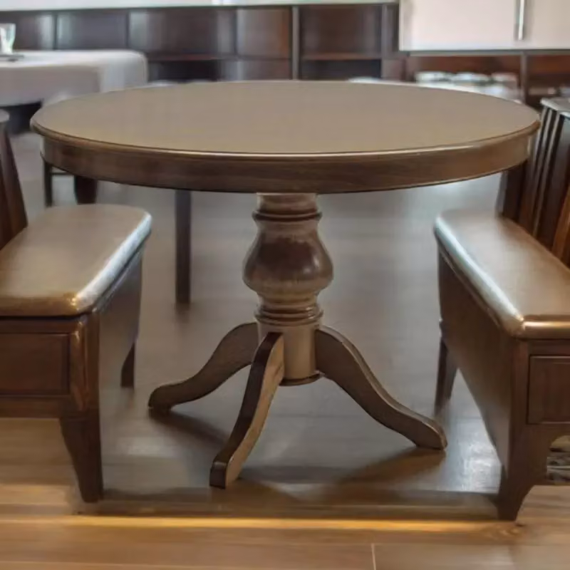 Tavolo rotondo classico allungabile in legno marrone Mobili 2G L: 100 cm, P: 100 cm, H: 80 cm – 2